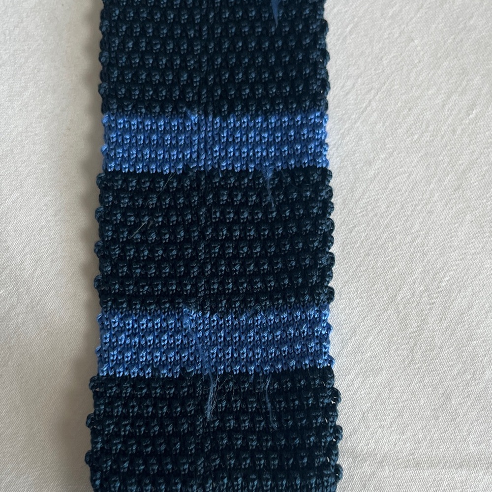 Burberry Black and Blue Striped Knit Tie - Picture 3 of 4